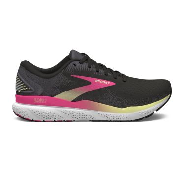 Brooks Ghost 16 hardloopschoenen zwart/wit/roze dames 