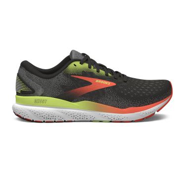 Brooks Ghost 16 hardloopschoenen narrow zwart/manderin rood/groen heren 