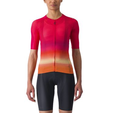 Castelli Climber's 4.0 korte mouw fietsshirt rood/oranje dames 