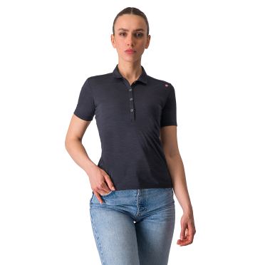 Castelli merino w polo zwart dames 