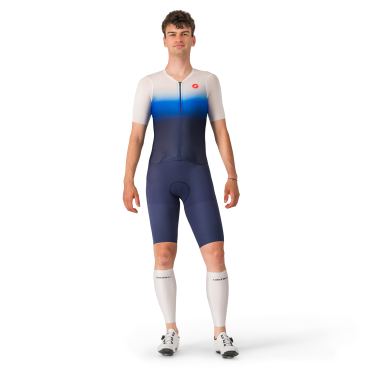 Castelli PR 2 speed trisuit korte mouw blauw heren 