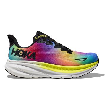 Hoka Clifton 9 hardloopschoenen zwart/regenboog heren 