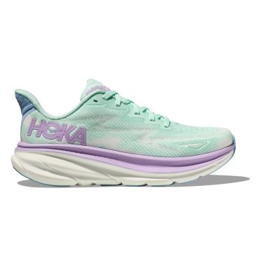 Hoka Clifton 9 wide hardloopschoenen groen/paars dames 