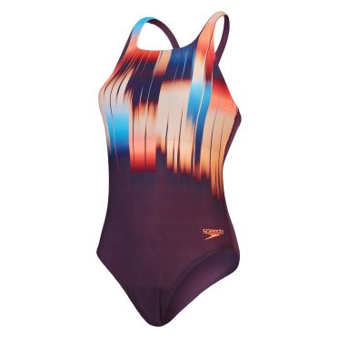 Speedo eco+ dig print medalist paars/oranje dames 