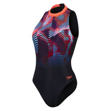 Speedo eco+ print hydrasuit zwart/rood dames 